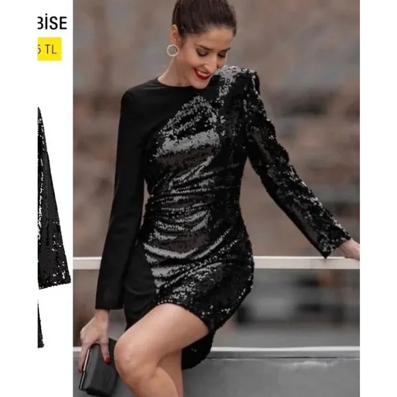 Zara | Dresses | Zara Sequins Dress | Poshmark